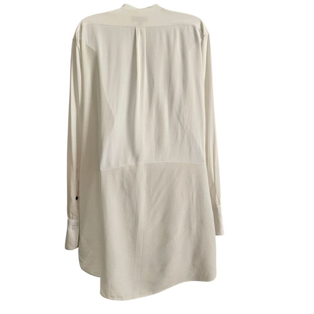 Rag & Bone Freda Tuxedo Shirt Womens M Cream Silk Blend Bow Blouse Luxury - Picture 6 of 12